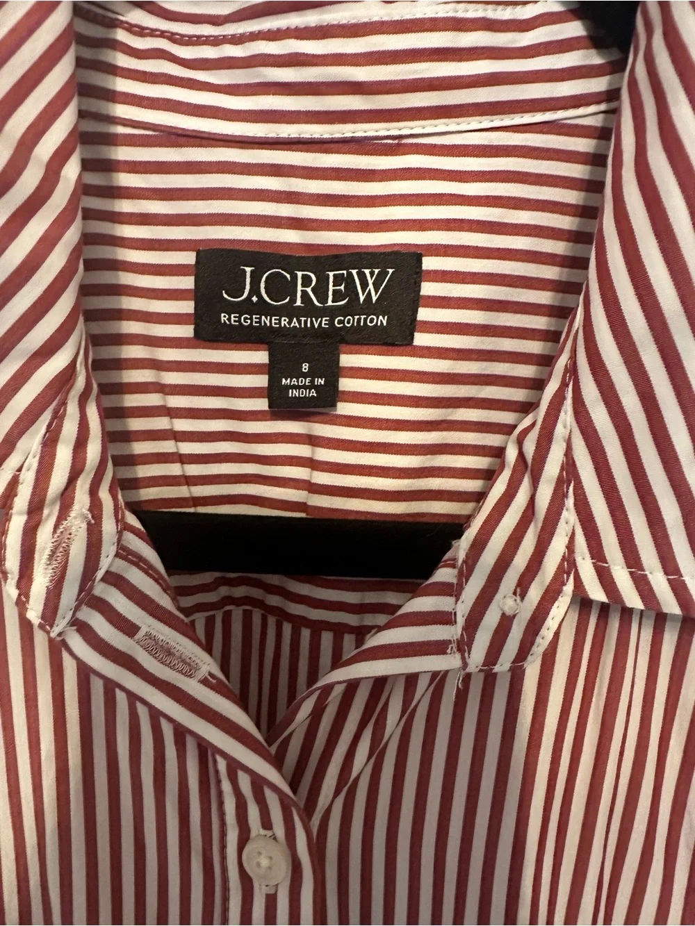 J. Crew Striped white and burnt red Shirtwaist Maxi Dress